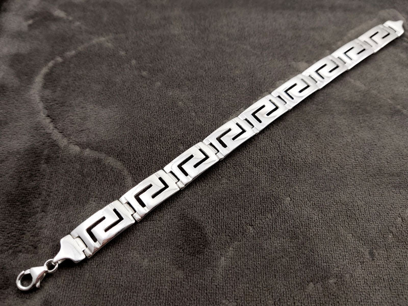 Greek Key Silver Bracelet 11mm