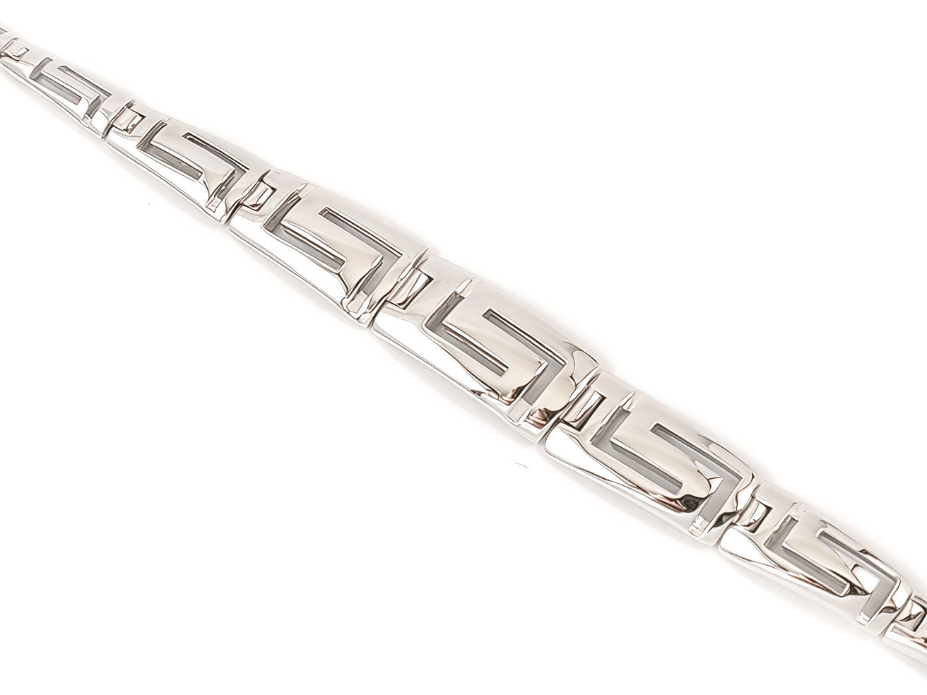 Sterling Silver 925 Adjustable Greek Key Meander Gradual Bracelet