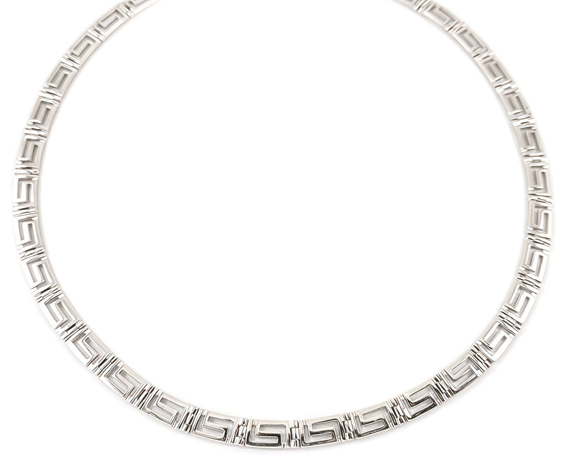 Sterling silver 925 Greek key necklace front view