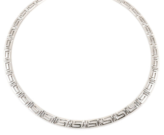 Sterling silver 925 Greek key necklace front view