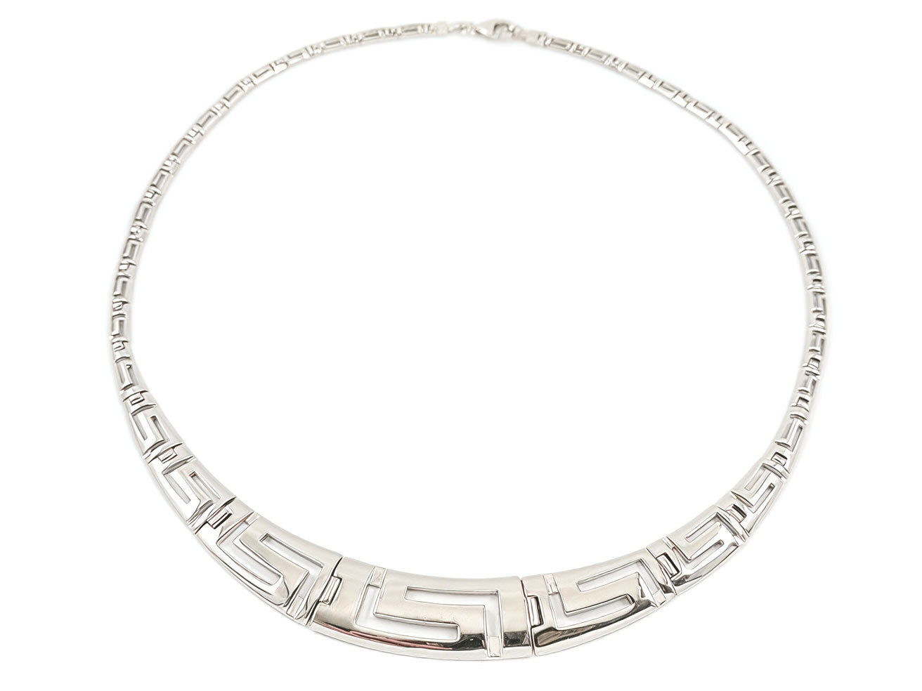 Sterling Silver 925 Greek Key Meander Gradual Necklace – Adjustable 45–50 cm