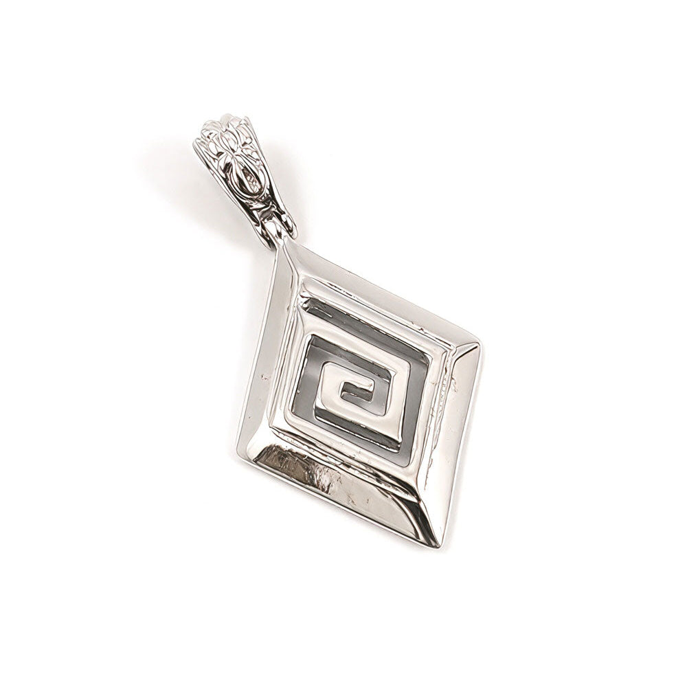 Sterling silver 925 Greek key meander pendant front view