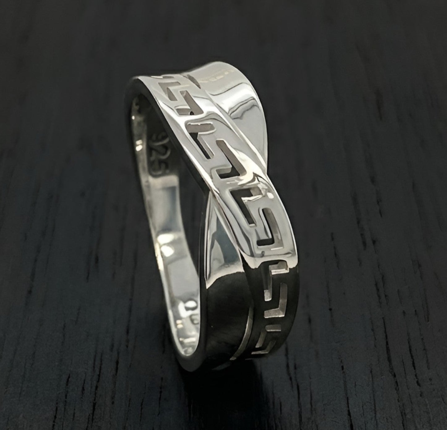 Sterling Silver 925 Greek Key Meander ring made in Greece