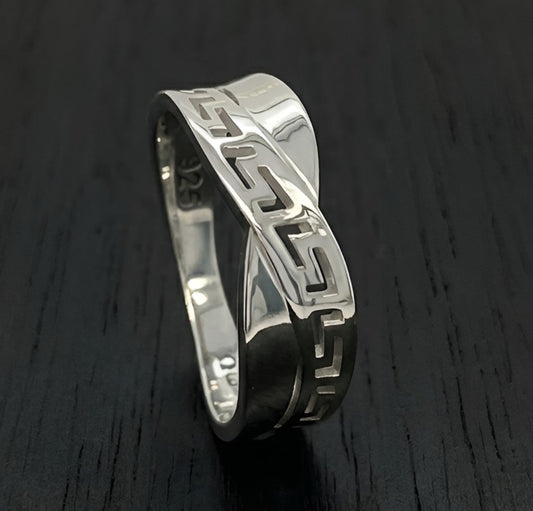 Sterling Silver 925 Greek Key Meander ring made in Greece