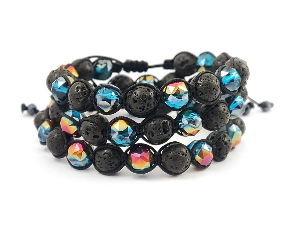 Greek handmade spiritual bracelet with green-iris crystals