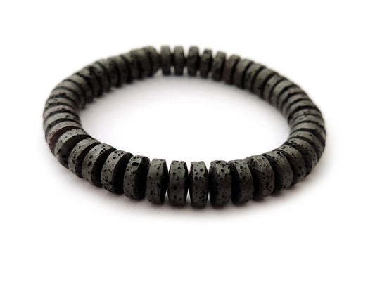 Greek lava handmade bracelet made with sliced volcanic lava stones from Greece.