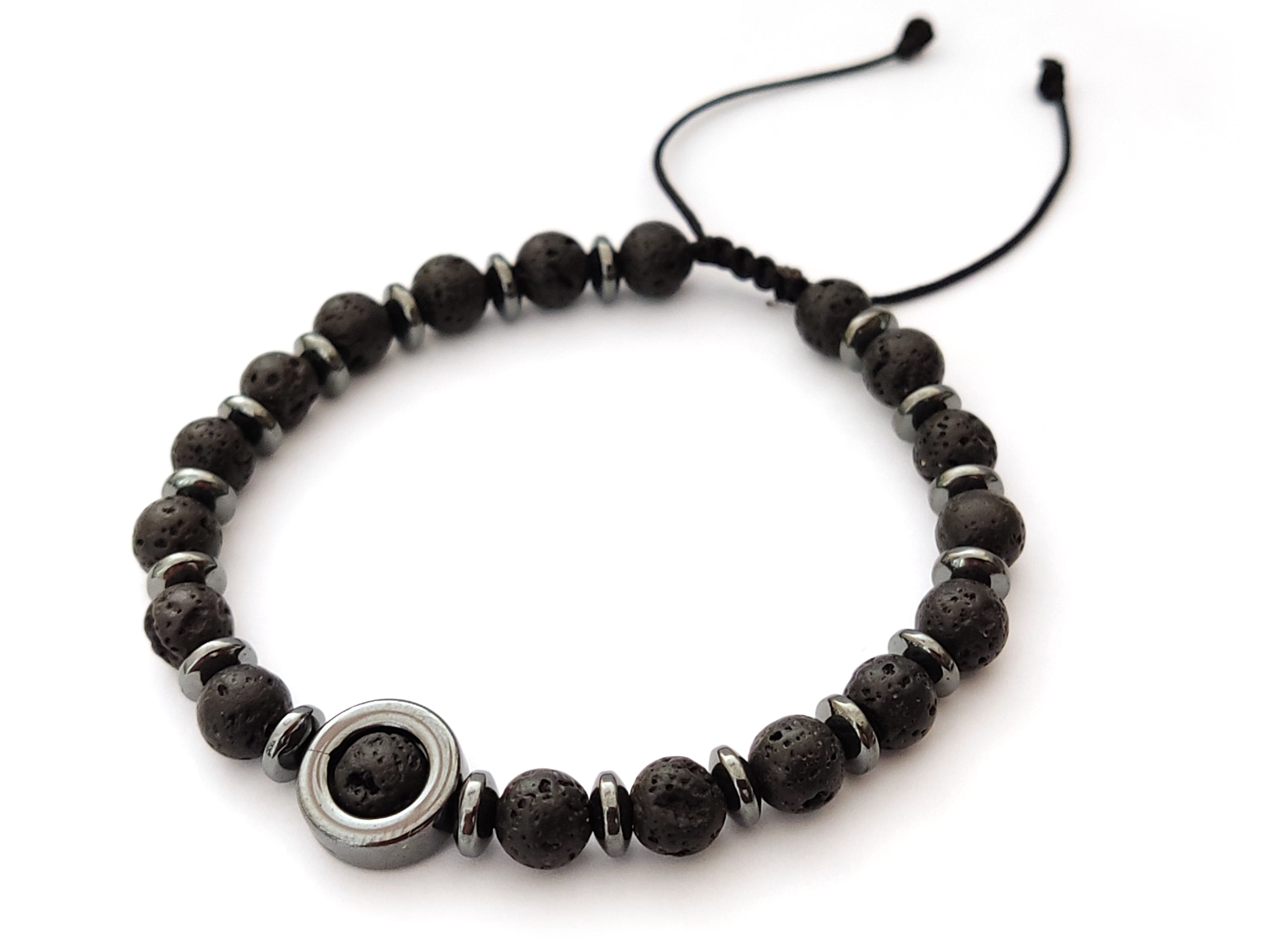 Lava stone and 2025 hematite bracelet