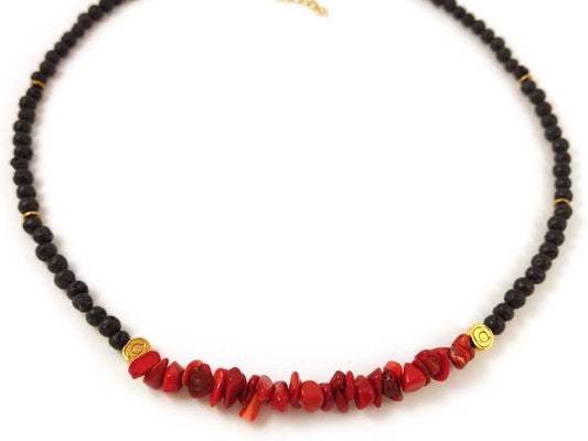 Greek Lava And Red Agate Necklace