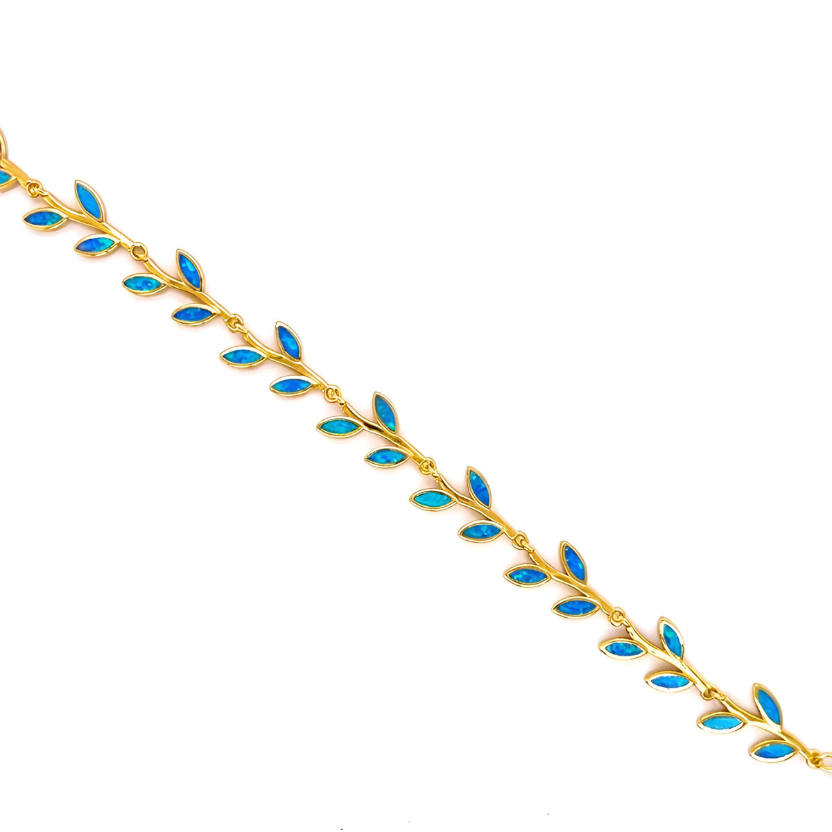 Sterling silver 925 bracelet with 22K gold plating and blue opal