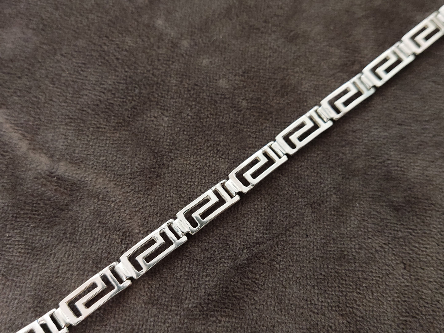 Sterling Silver 925 Greek Key Bracelet 6mm