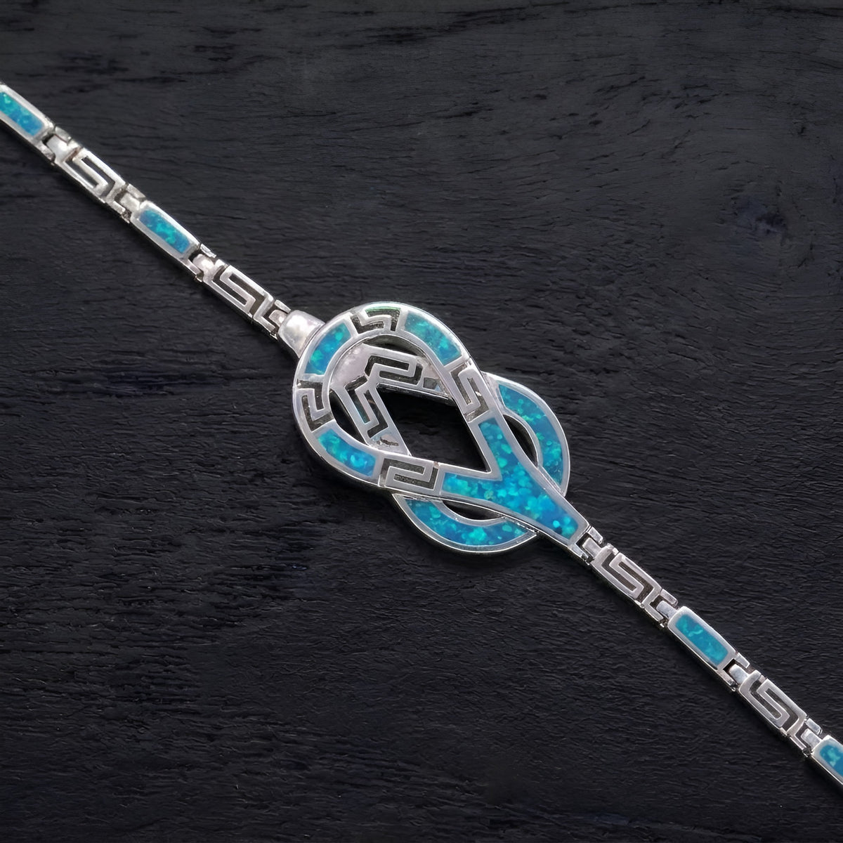 Adjustable 925 silver Greek bracelet with Hercules knot design