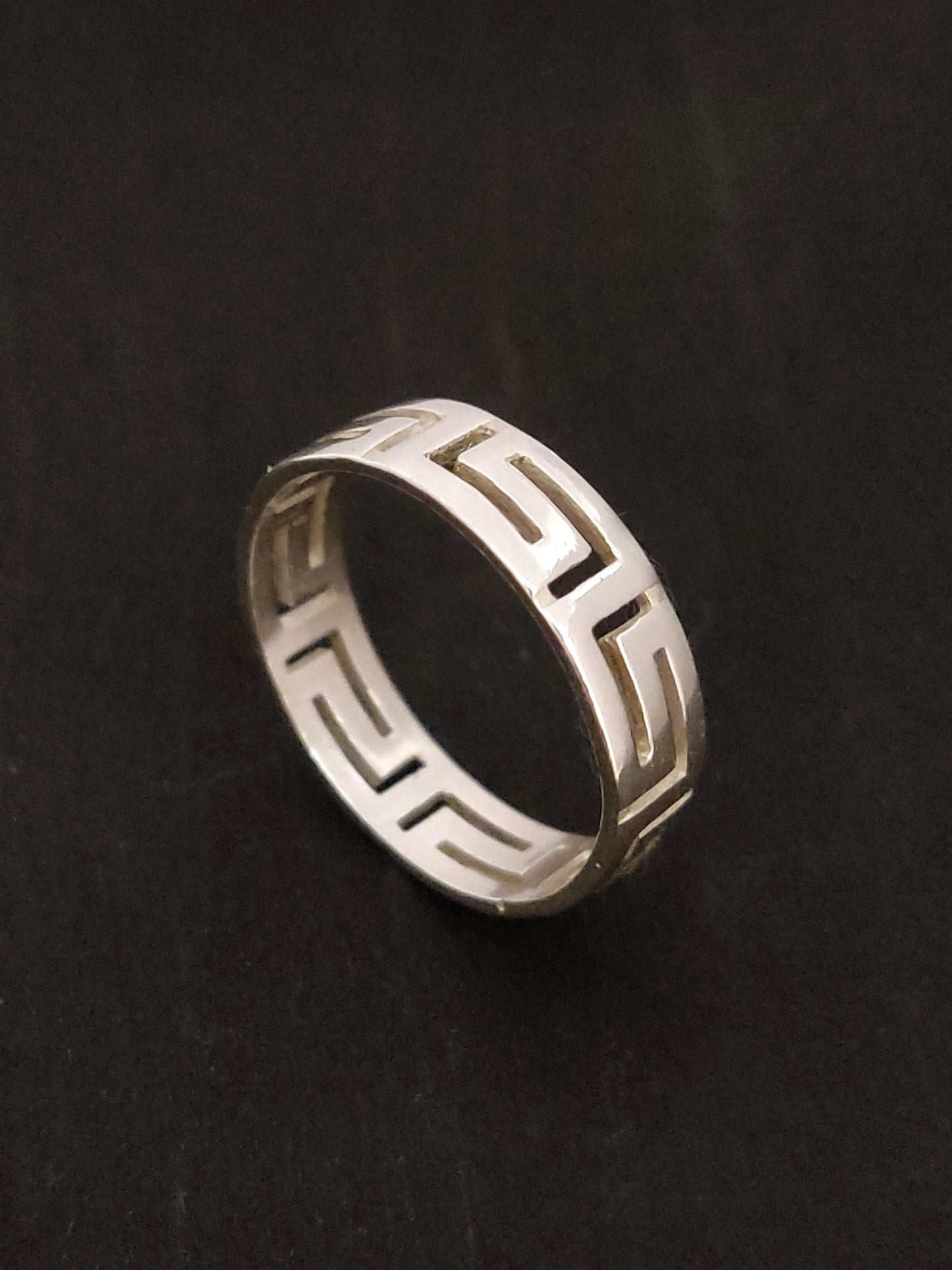 Greek Key Silver Ring 5mm