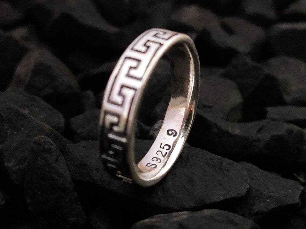 Greek Key Meander Silver Ring 5mm