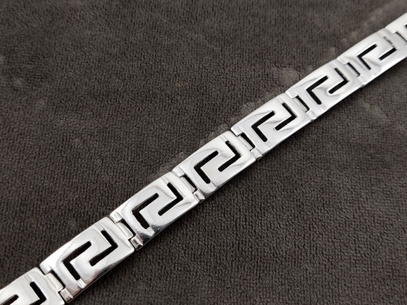 Greek Key Silver Bracelet 11mm