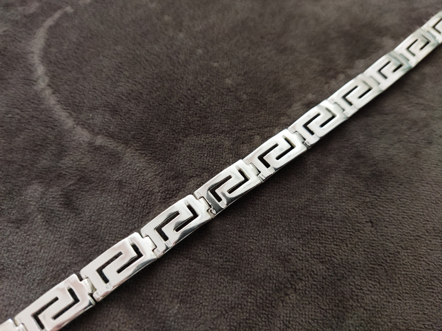 Griechischer Schlüssel Herren Damen Silberarmband 9mm
