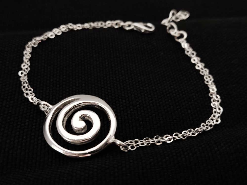 Greek Spiral 19mm Silver Chain Adjustable Bracelet