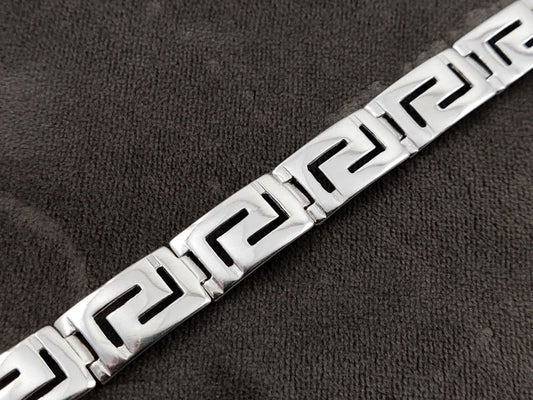 Greek Key Silver Bracelet 11mm
