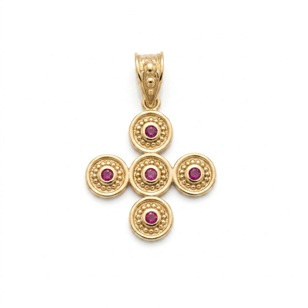 Close-up of purple ruby color zirconia stone detail