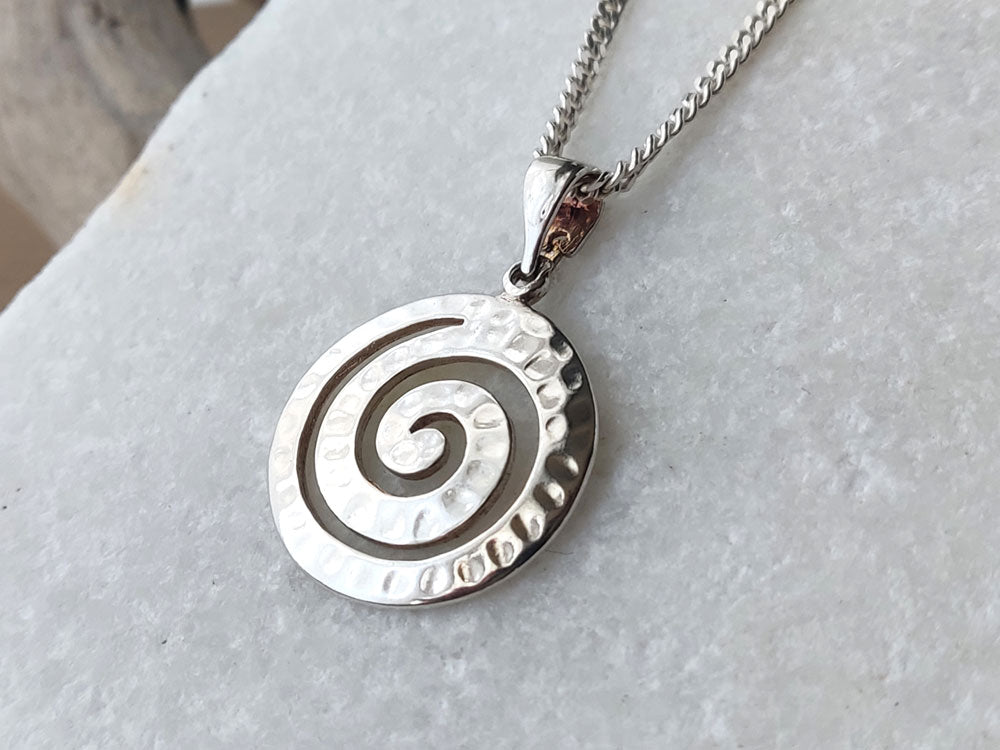 Minimalist Greek spiral charm with optional 2mm chain