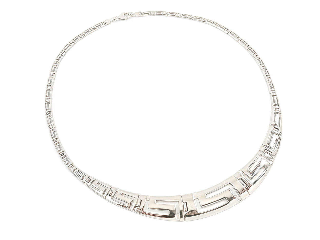 Sterling Silver 925 Greek Key Meander Gradual Necklace – Adjustable 45–50 cm