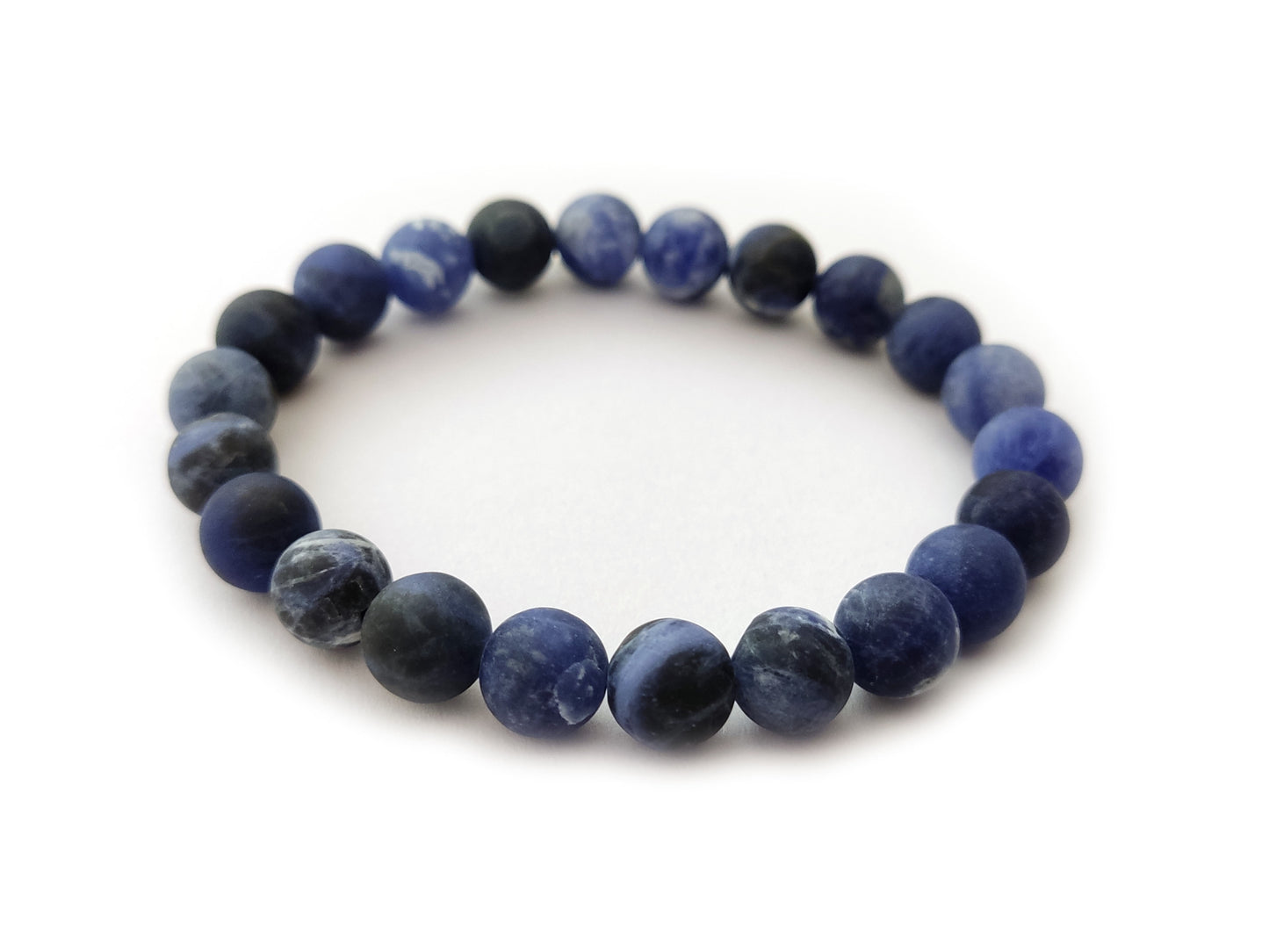 Natürliches blaues, mattes Sodalith-Armband mit echten Steinen, 8 mm