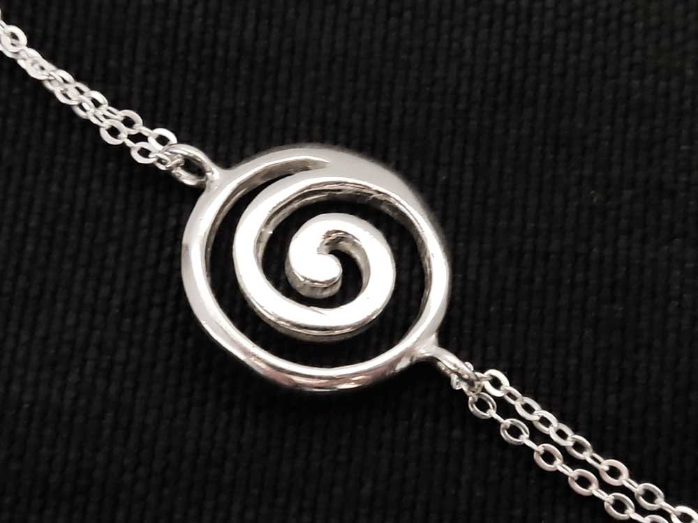 Greek Spiral 19mm Silver Chain Adjustable Bracelet