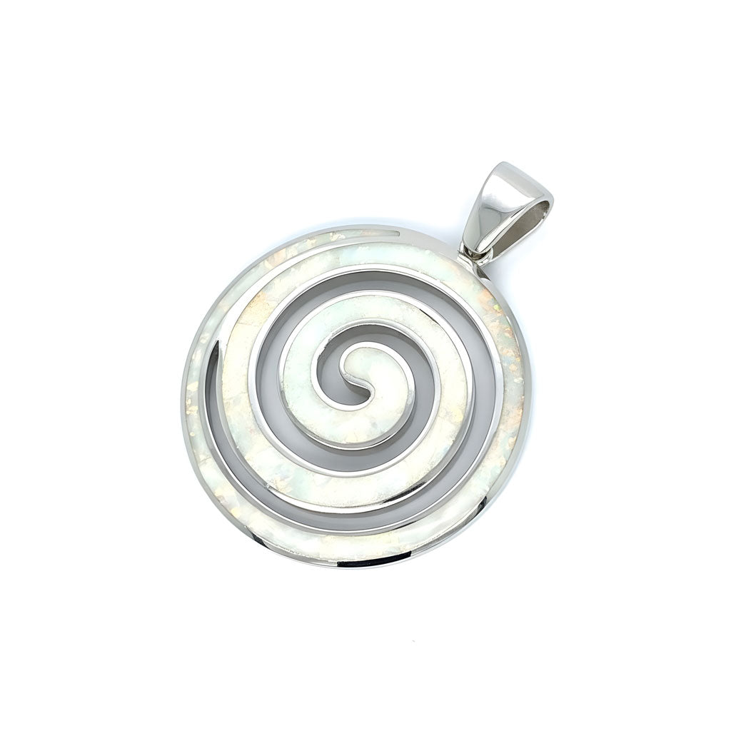 Sterling silver 925 Greek spiral earrings with white opal stones