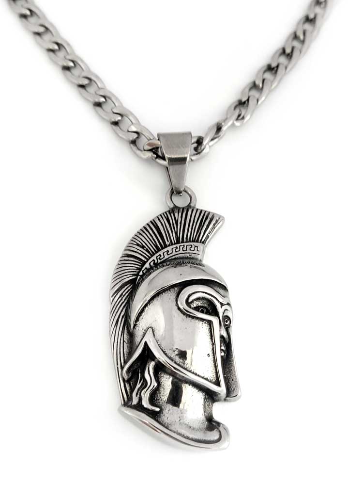 Greek stainless steel warrior helmet pendant made in Greece


