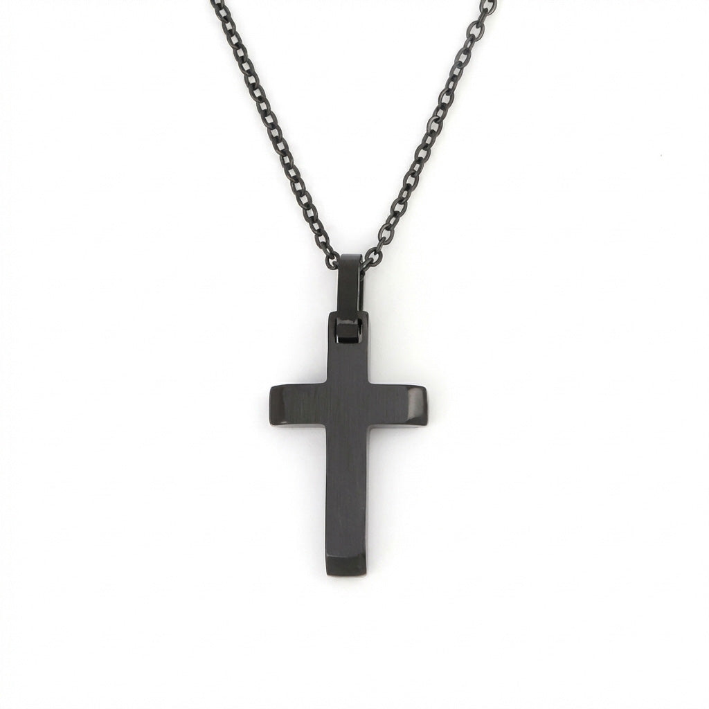 Minimal black cross jewelry styling