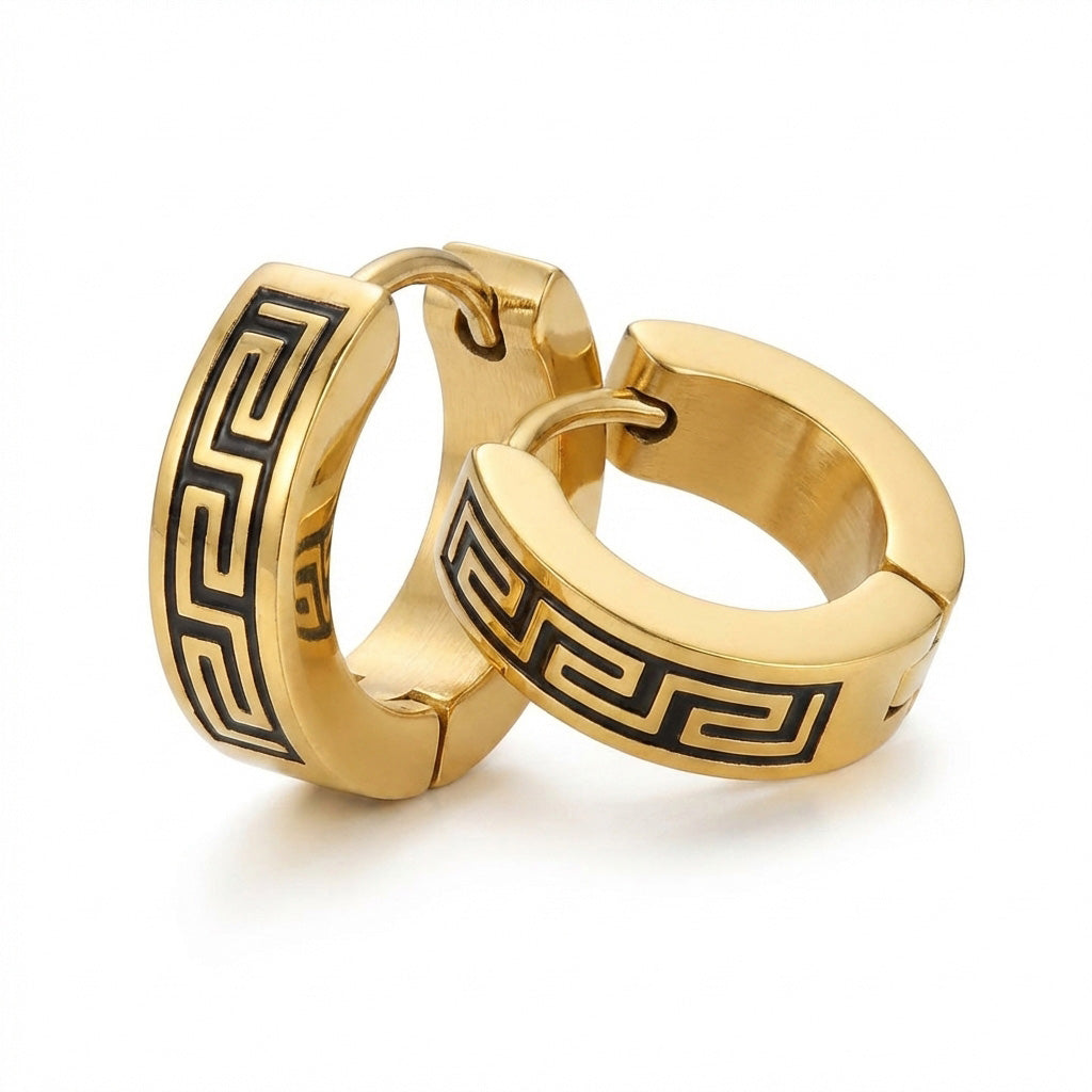 Stainless steel gold plated hoop earrings detail