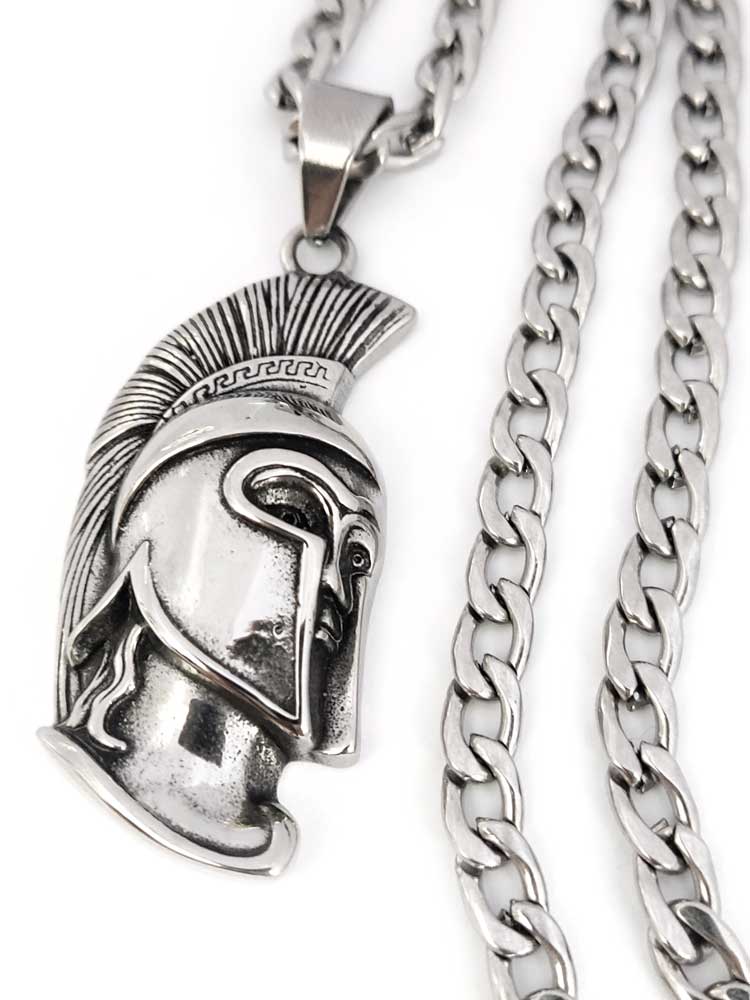 Stainless steel Greek necklace with mythological design

