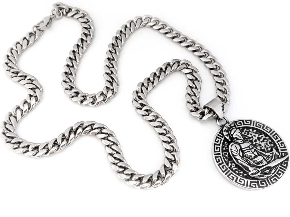 Round Greek pendant made in Greece with chain option