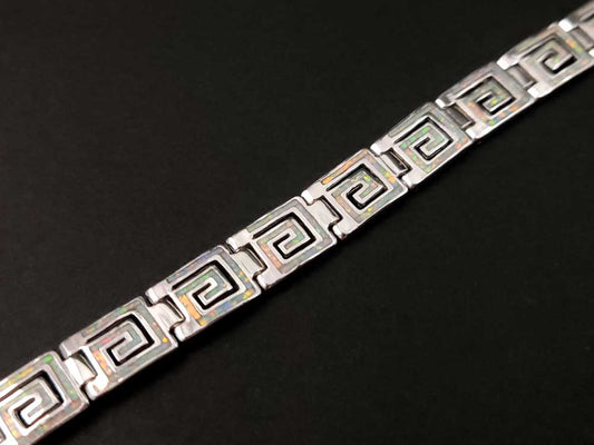 Greek White Opal Silver Bracelet 8mm