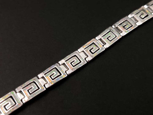 Bracelet en argent opale blanche grecque 8 mm