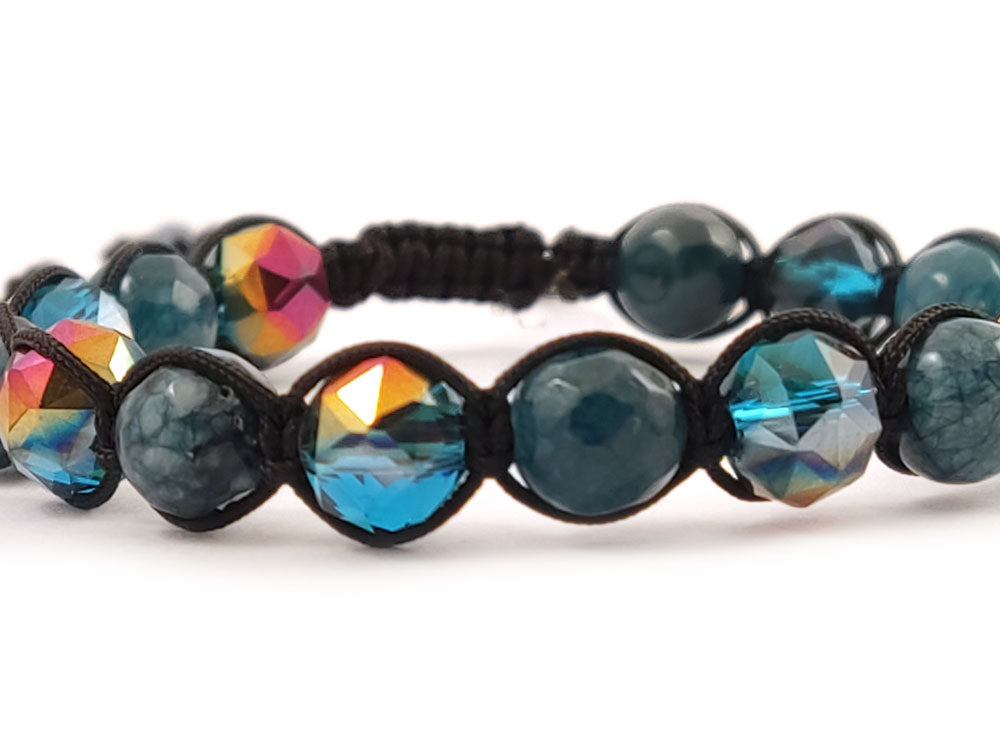 Handmade macrame bracelet with natural jade stones and crystals