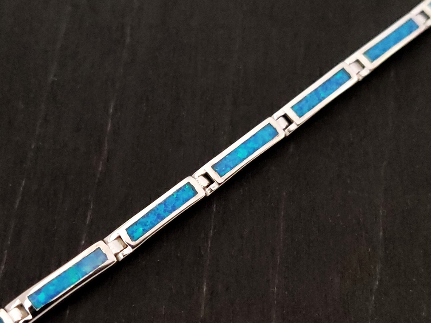 Bracelet Argent Opale Bleue 3mm