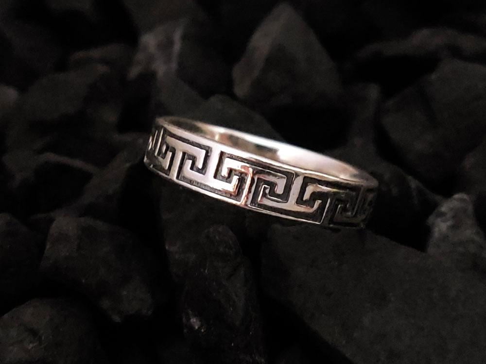 Greek Key Meander Silver Ring 5mm