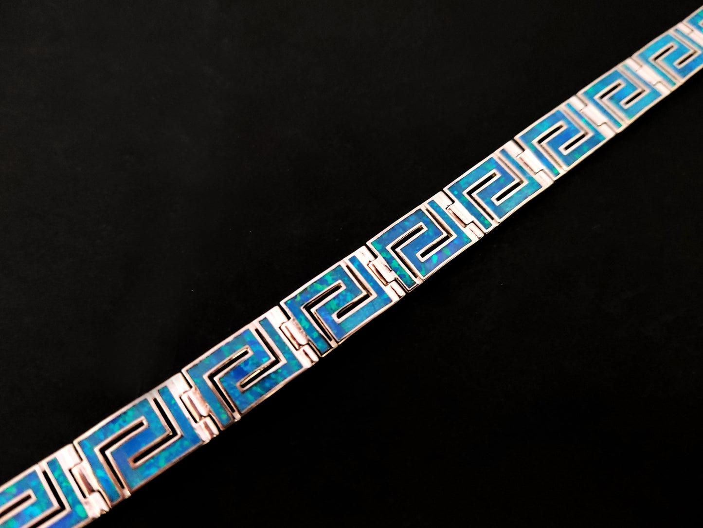 Griechisches blaues Opal-Silberarmband, 10 mm