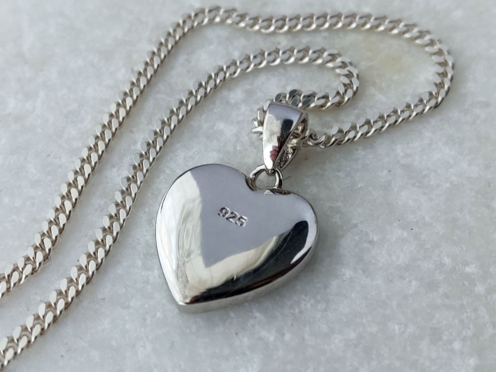 Blue opal heart pendant in 925 sterling silver