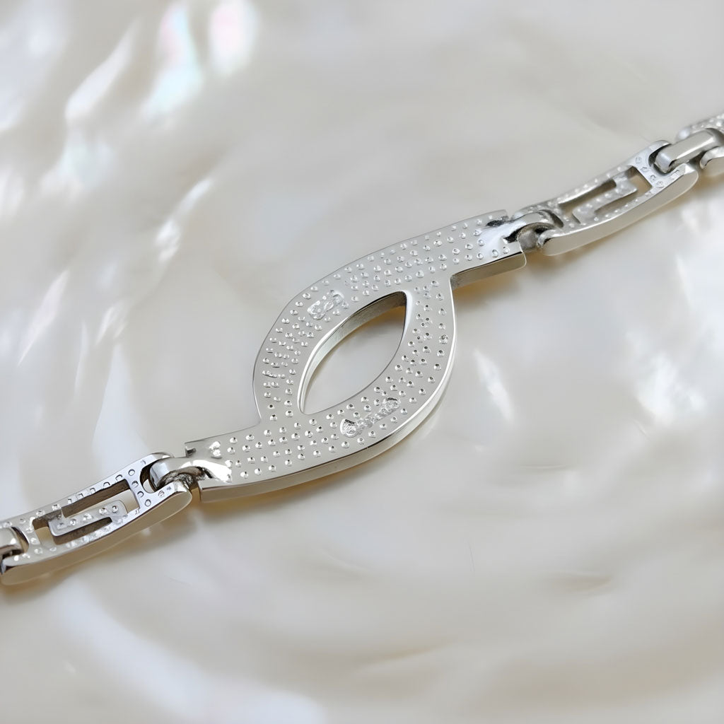 Sterling Silver 925 White Opal Greek Key Knot Bracelet