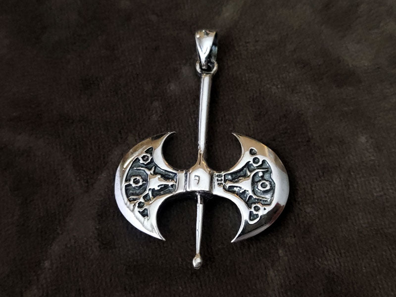 Greek Double Axe Labrys Big Silver Pendant 45x33mm