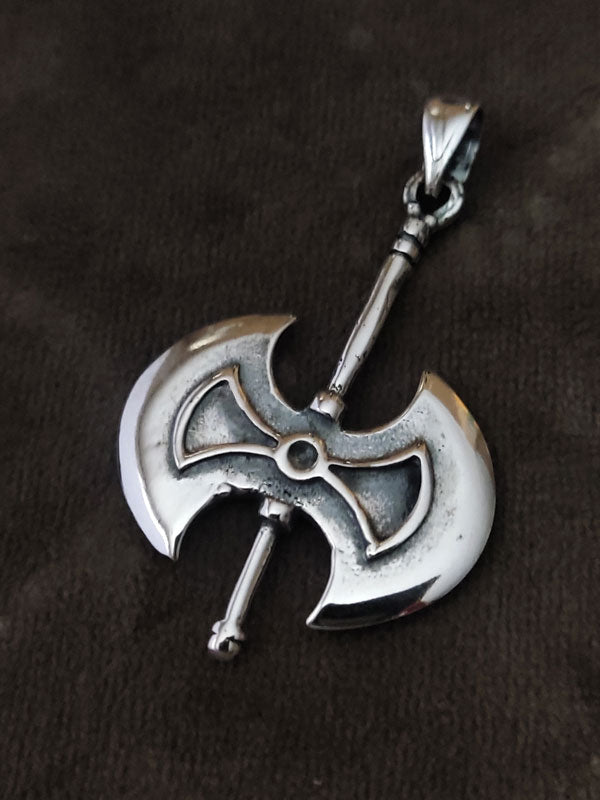 Greek Double Axe Labrys Silver Pendant 45x29mm