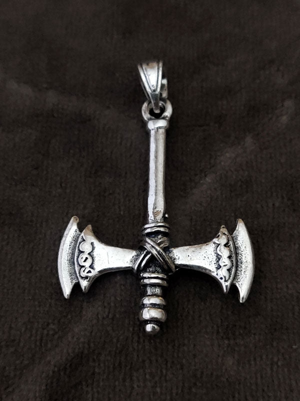 Greek Double Axe Labrys Silver Pendant 40x27mm