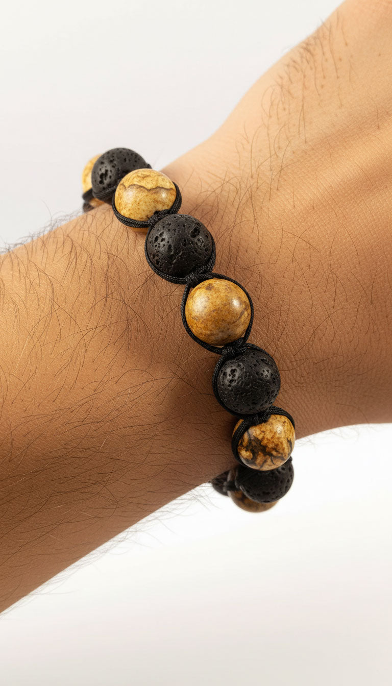 Natural stone macrame bracelet made in Greece by Sirioti Jewelry