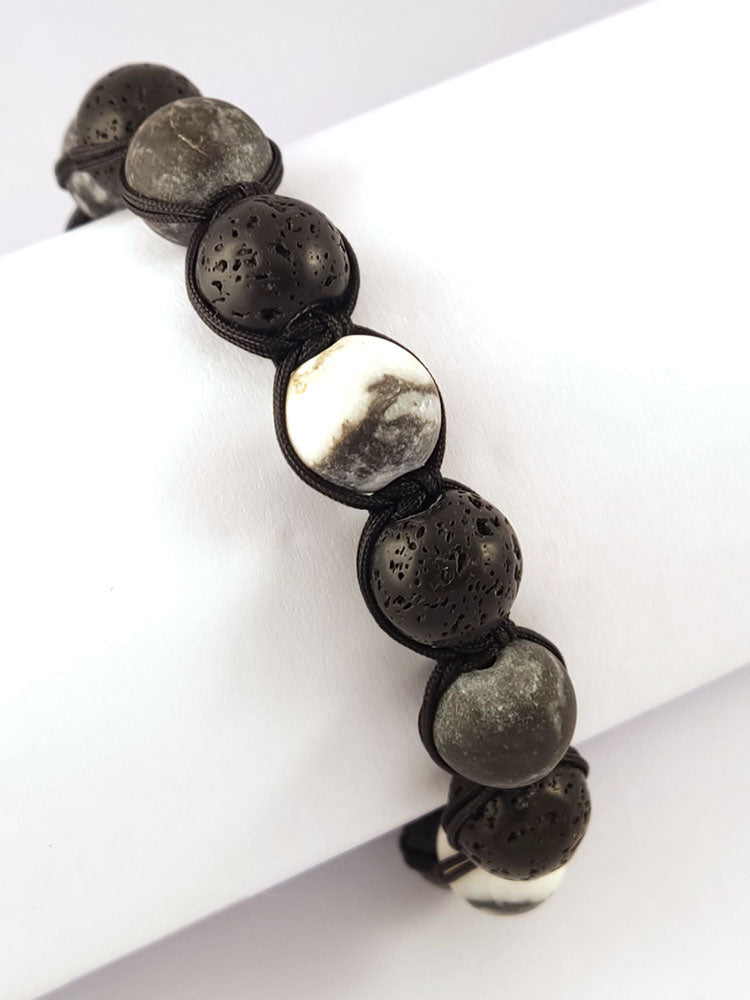 Bold 14mm width lava jasper men women statement bracelet