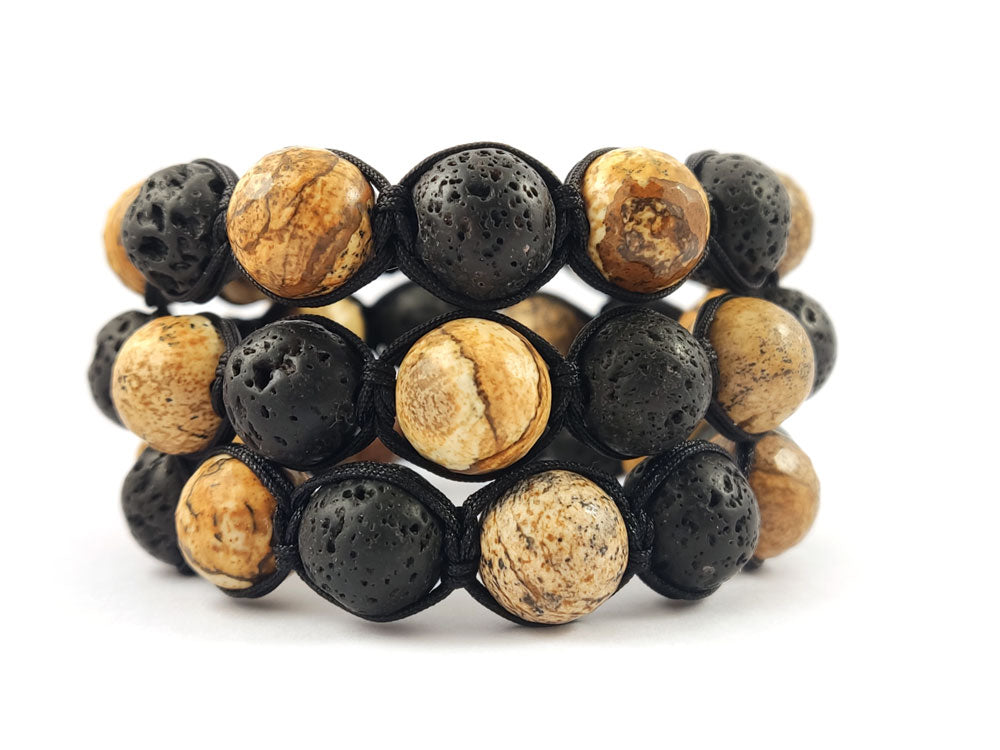 Premium handmade natural stone bracelets with black cord