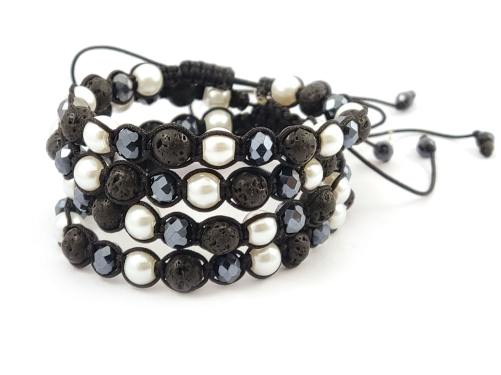 Greek handmade Shamballa bracelet close-up detail