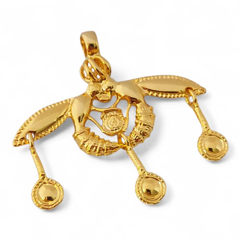 Malia Bee pendant made of Sterling Silver 925 and gold plated for a luxurious look. Size 40 x 37 mm and made in Greece.