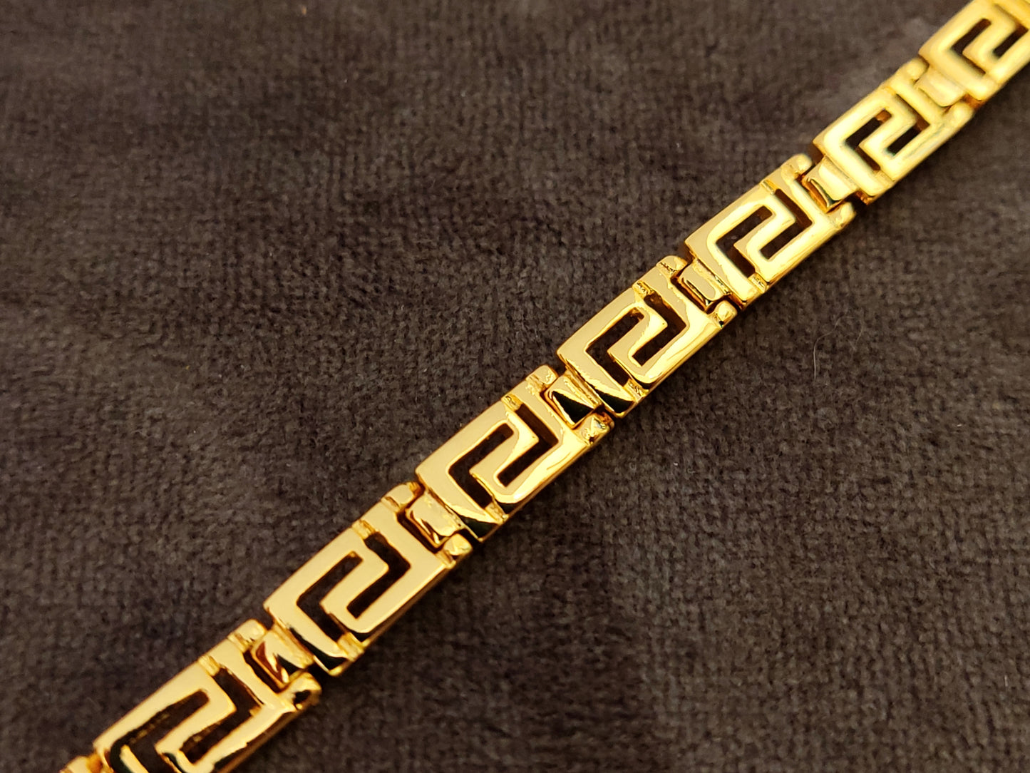 Armband aus vergoldetem Silber mit griechischem Schlüssel, 5 mm