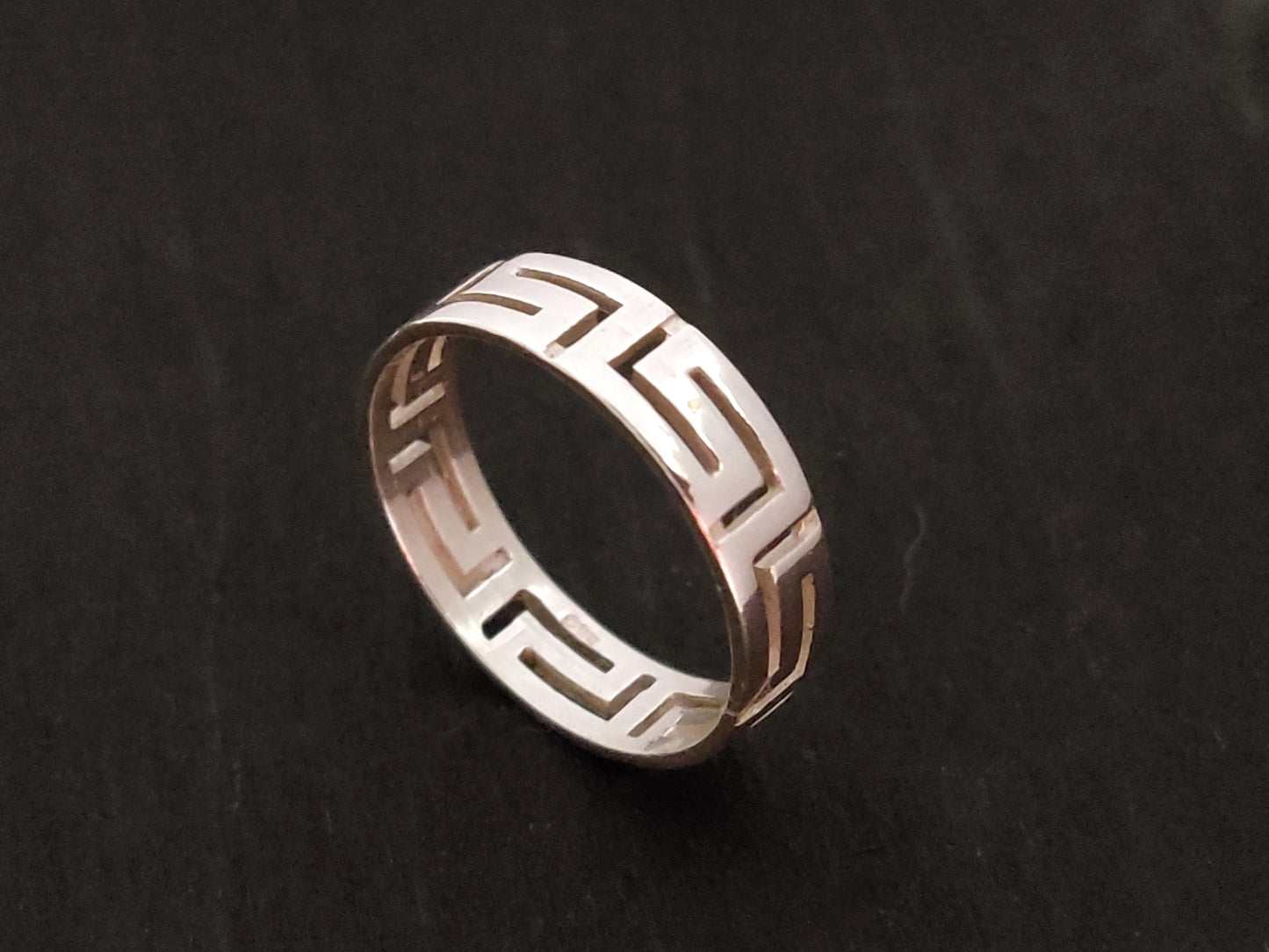 Greek Key Silver Ring 5mm
